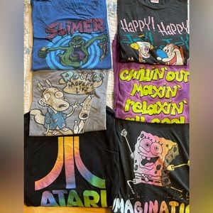 Lot of 6 Homage size Large pop culture t-shirts